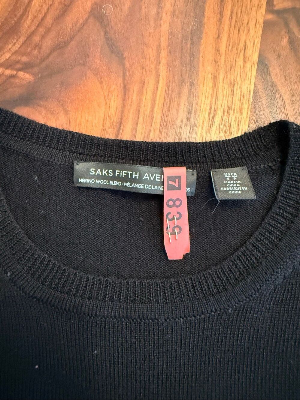Saks Fifth Avenue Youth Black Merino Blend Crewneck Pullover Hoodie Size Small - Picture 5 of 8